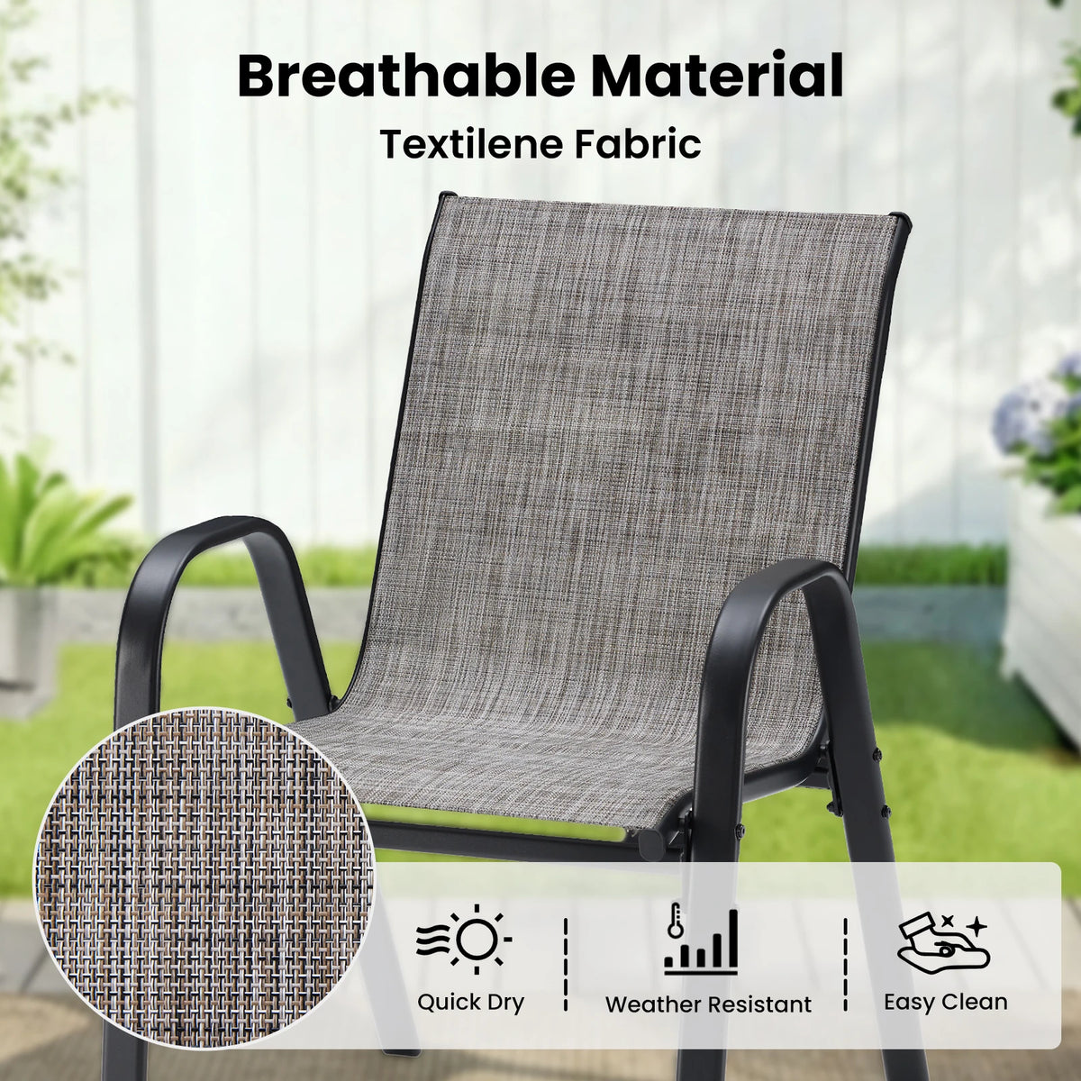 Metal Outdoor Patio Dining Set With Four Chairs For Garden