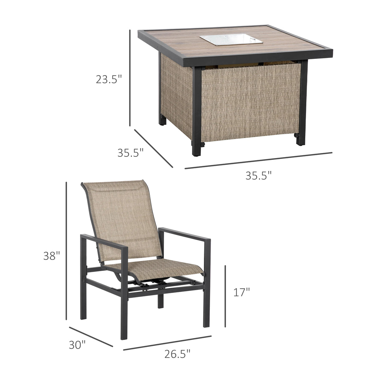 Outsunny Outdoor Patio Dining Set With Ice Bucket And Chairs
