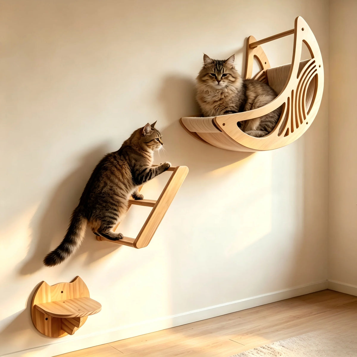 CWV Wall Mounted Cat Shelves Moon Hammock Star Perch