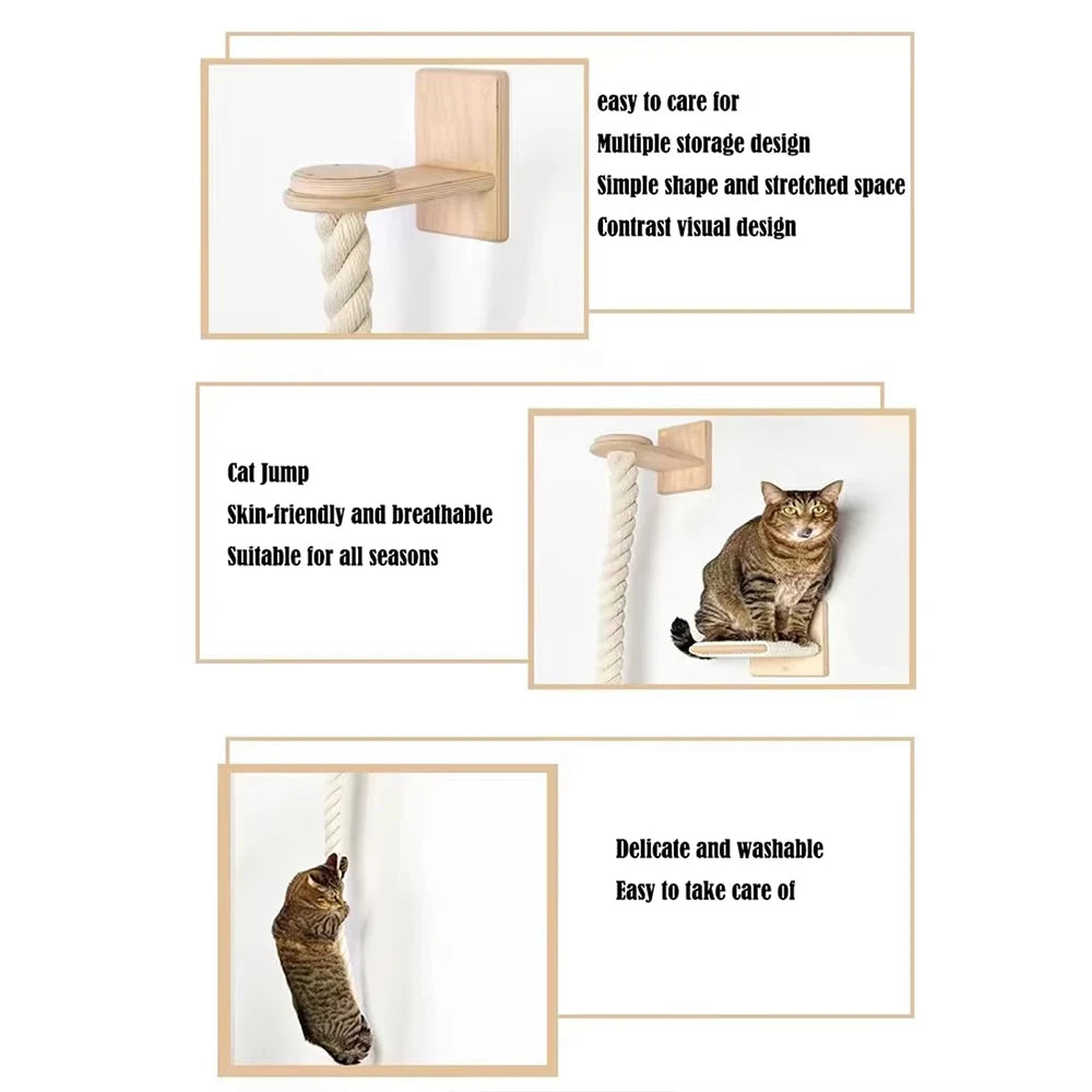 CWV Wall Mounted Cat Sisal Climbing Shelf Scratching Post Lounger