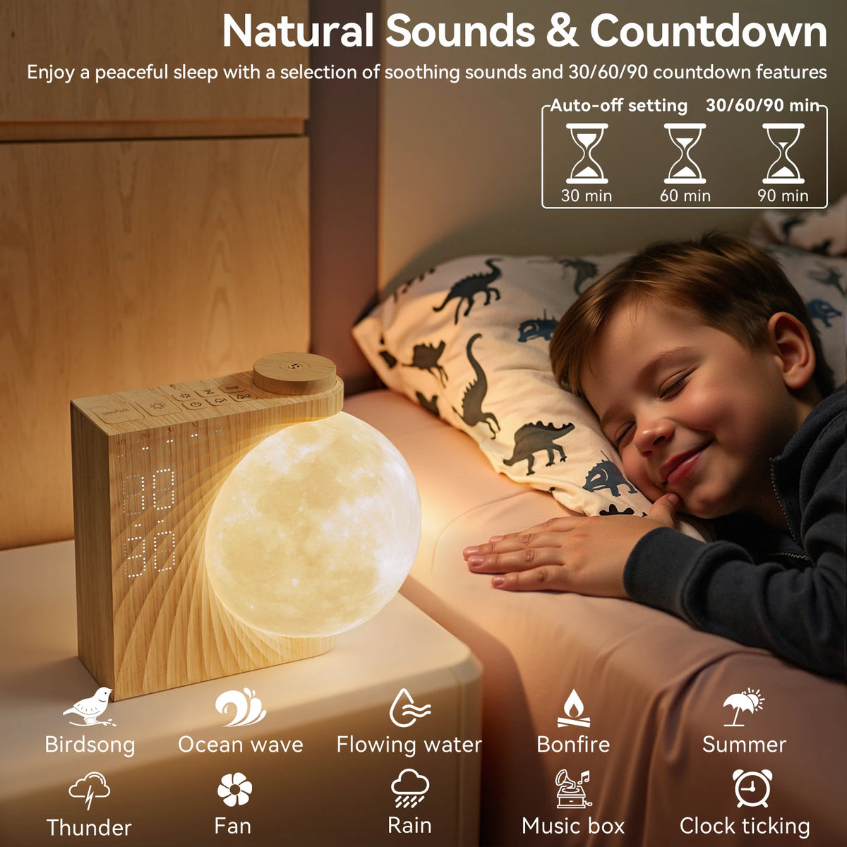 RETEYUNG Sunrise Alarm Clock With Moon Lamp And White Noise