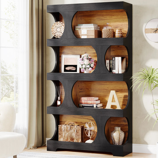 Tribesigns Vintage Wooden Bookcase With Four Tier Open Shelf Storage