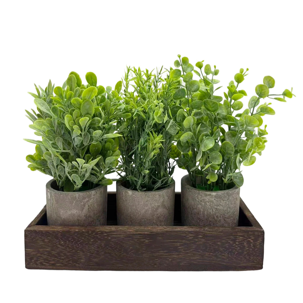 HiMISS Artificial Eucalyptus Potted Plants With Wooden Tray Home Decor