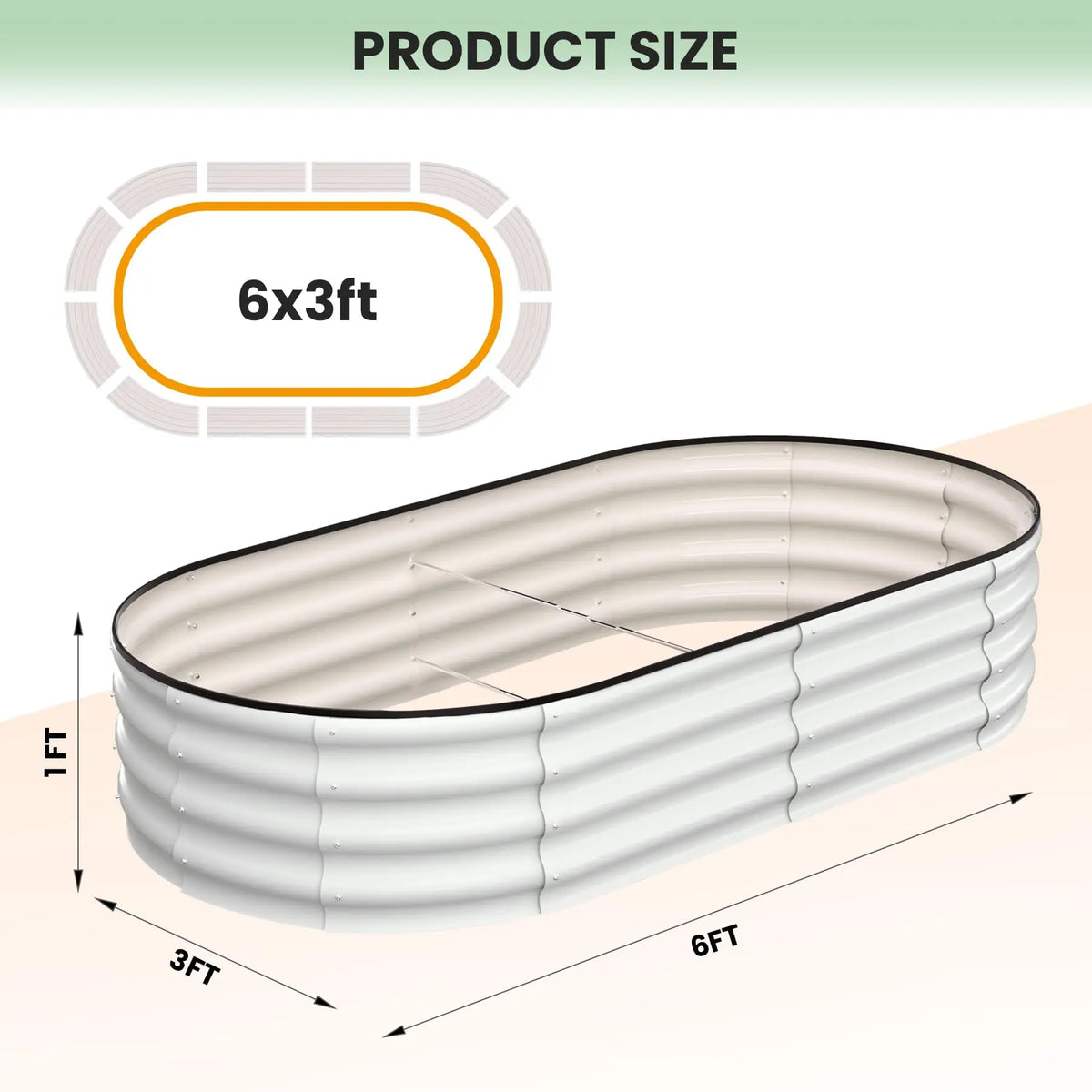 HiMISS Oval Galvanized Steel Raised Garden Planter Box