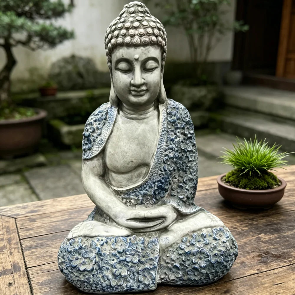 Weatherproof Resin Meditating Buddha Garden Statue Outdoor Zen Decor