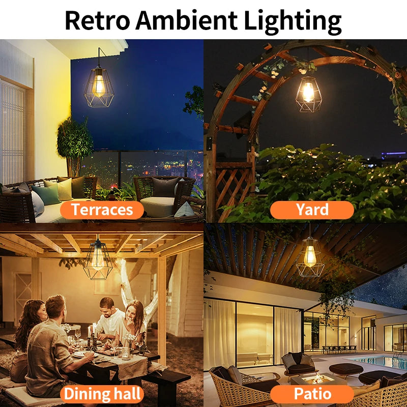 Intelamp 4000mAh Solar Pendant Lights Indoor Outdoor Waterproof