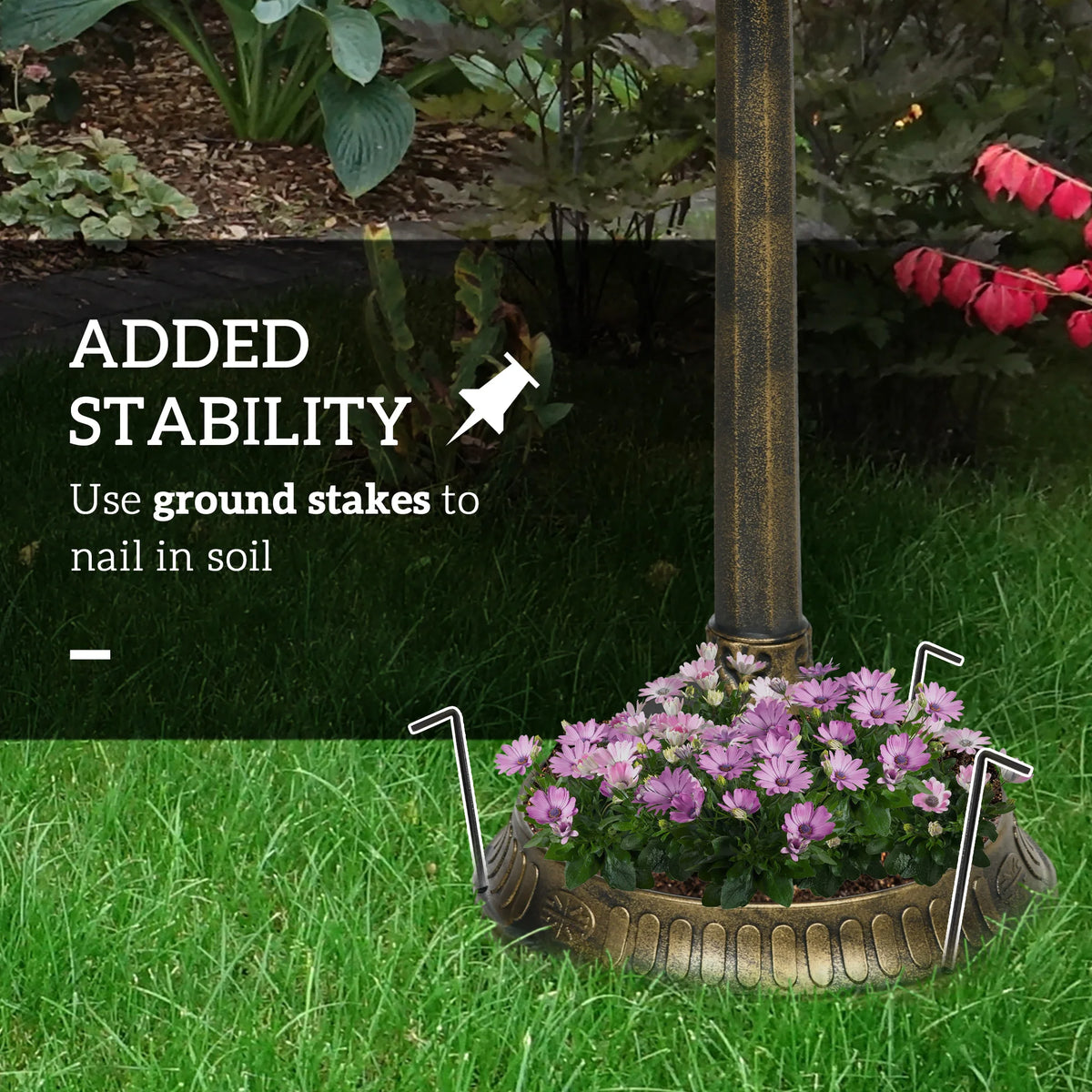 Outsunny Antique Dual Basin Bird Bath With Planter Pedestal