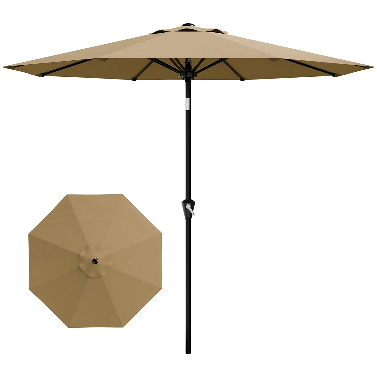 Outdoor Patio Umbrella With Crank Lift And Vented Canopy