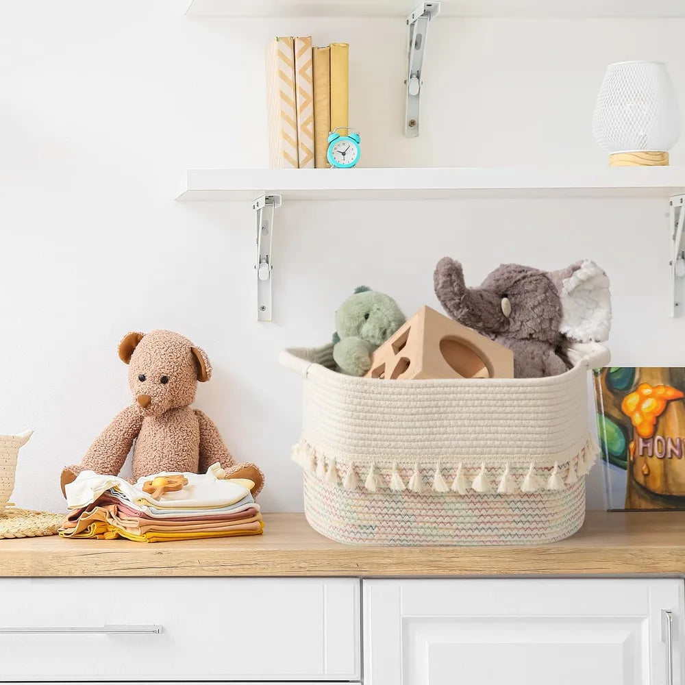 Three Pack Cotton Rope Storage Baskets For Toys And Linen