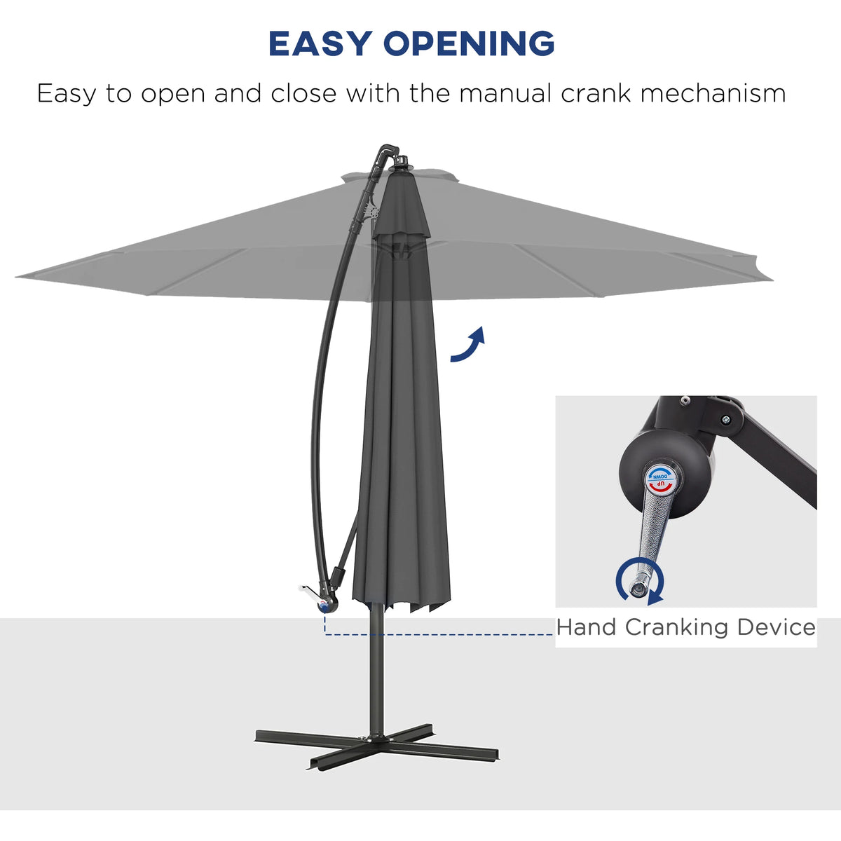 Outsunny Cantilever Patio Umbrella With Uv Resistance And Cross Base