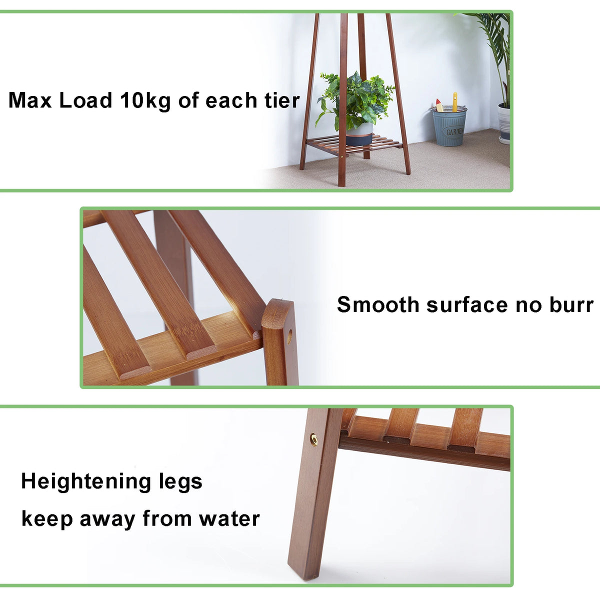 Wisfor Tiered Bamboo Plant Stand Indoor Pot Holder Display Shelf