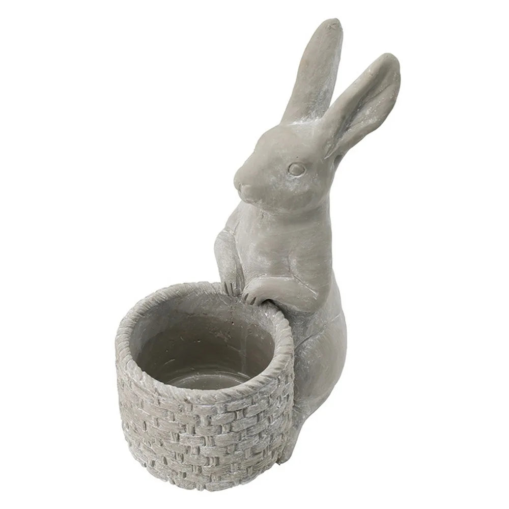 Modern Cement Rabbit Planter For Home And Garden Decor