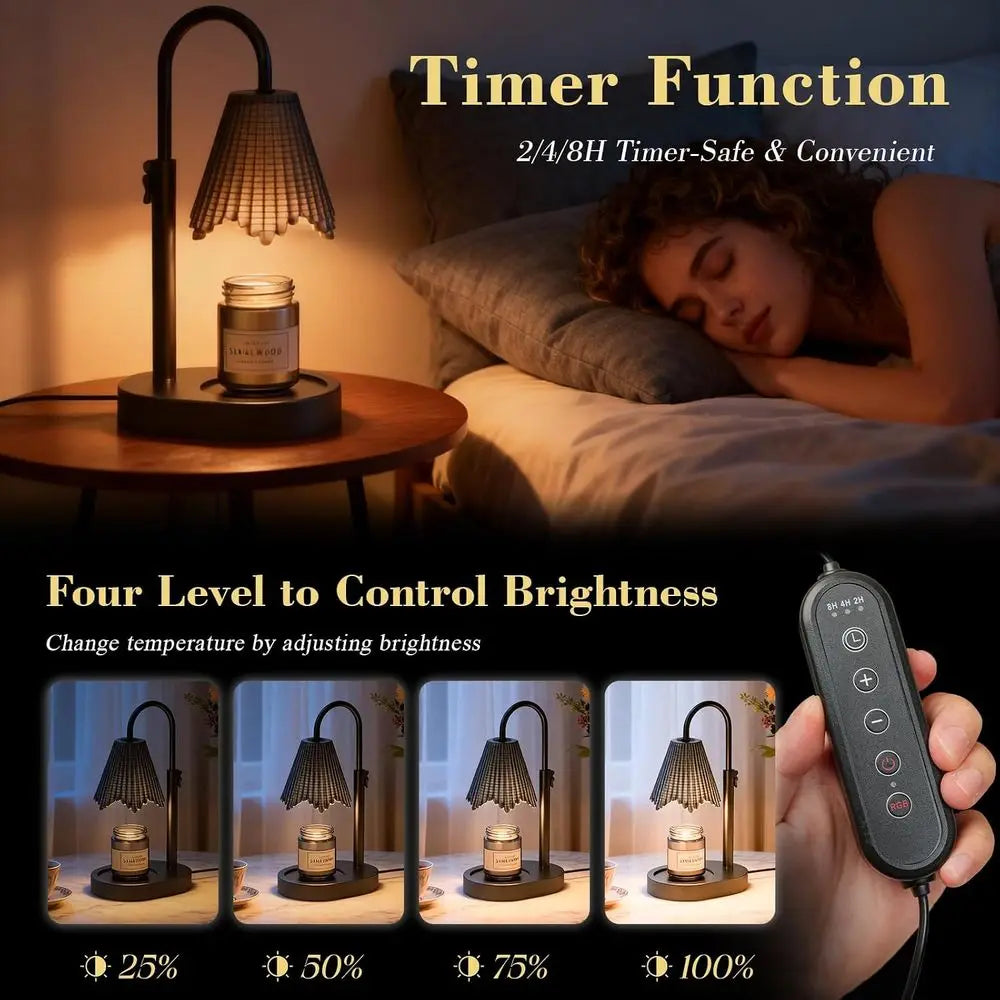 Adjustable Height Candle Warmer Lamp With Dimmable Brightness Control