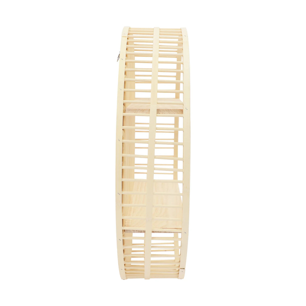 Two Tier Round Bamboo Wall Shelf With Farmhouse Decor