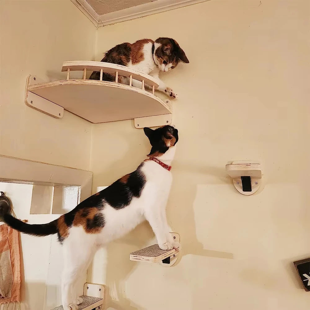 CWV Four Step Wall Mounted Cat Climbing Shelf With Sisal
