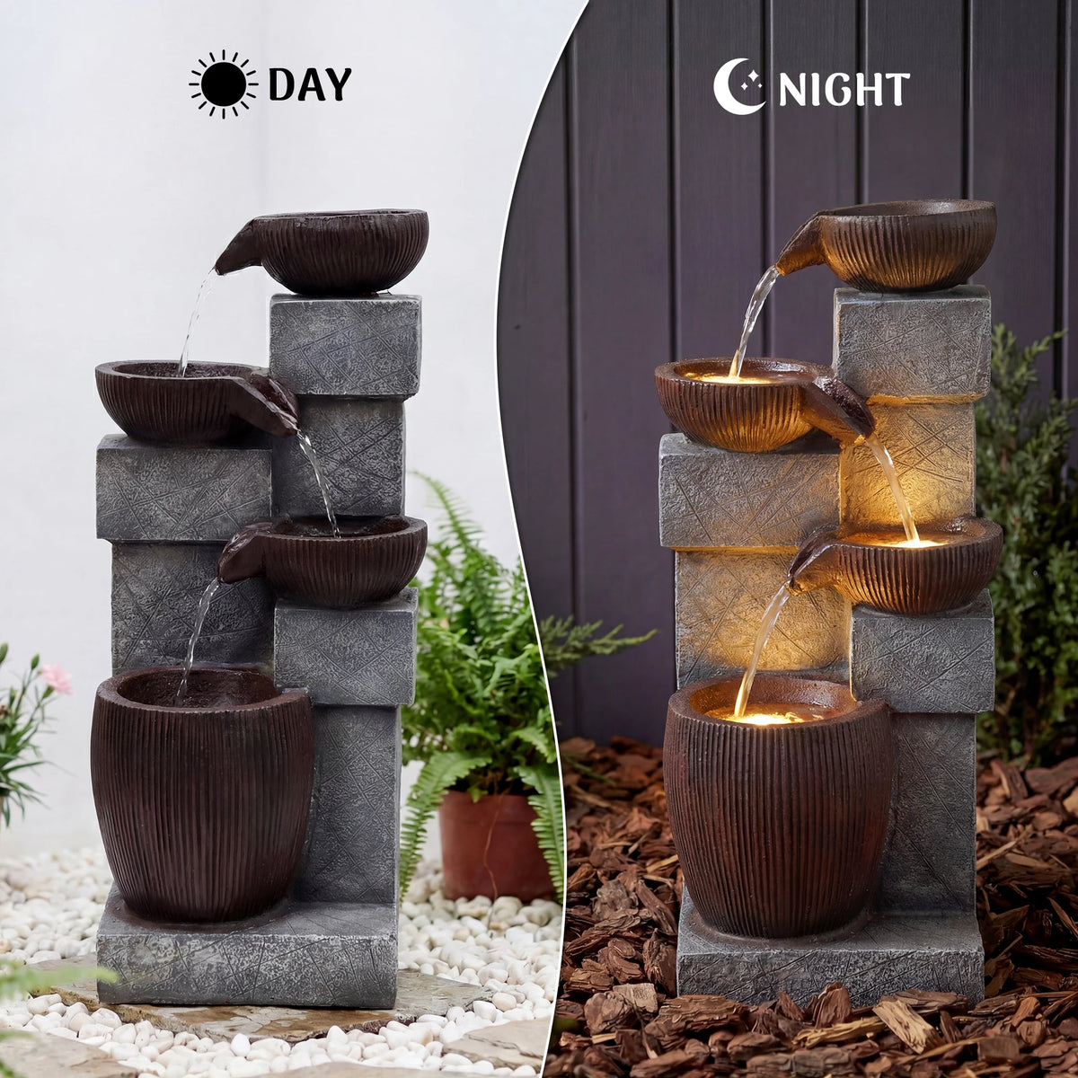 Weather Resistant Led Water Fountain With Adjustable Flow Control