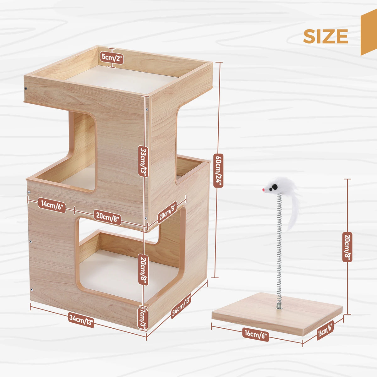 PAWZ Road Wooden Cat Condo With Scratching Pad And Mats