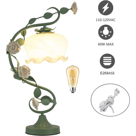 Modern Flower Glass Table Lamp For Bedroom Living Room Decor