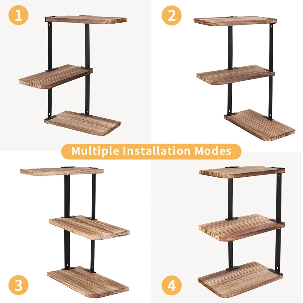 Three Tier Corner Wall Mounted Shelf For Home Organization