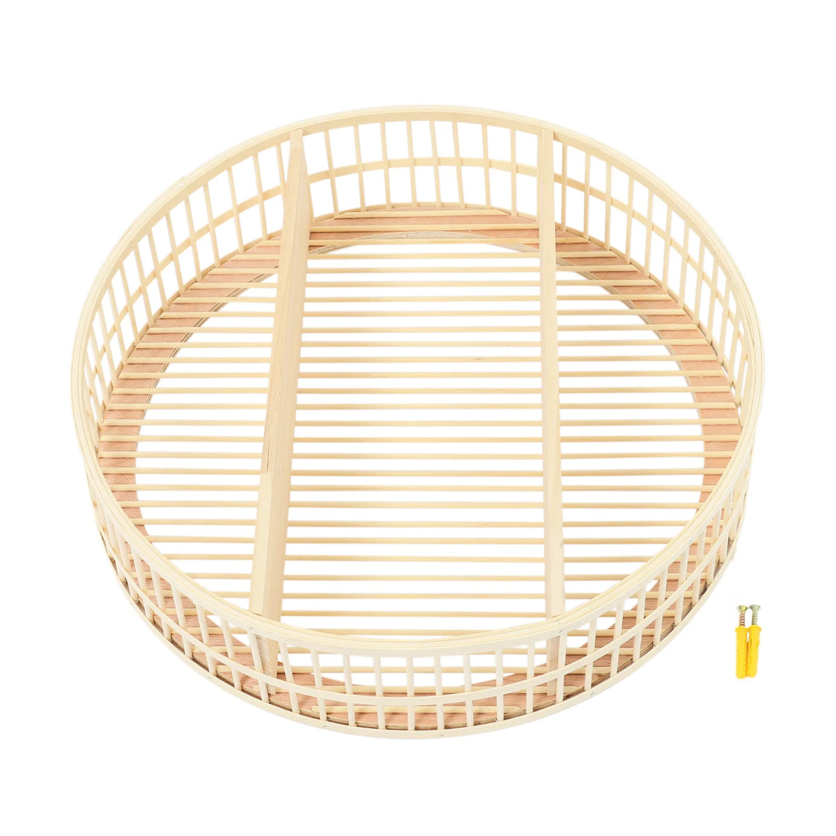 Two Tier Round Bamboo Wall Shelf With Farmhouse Decor