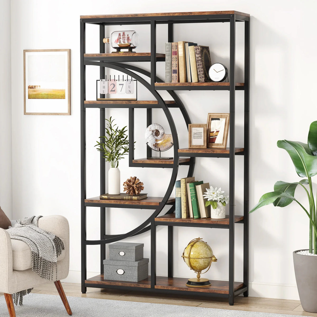 Tribesigns Industrial Five Tier Freestanding Bookshelf Storage Unit