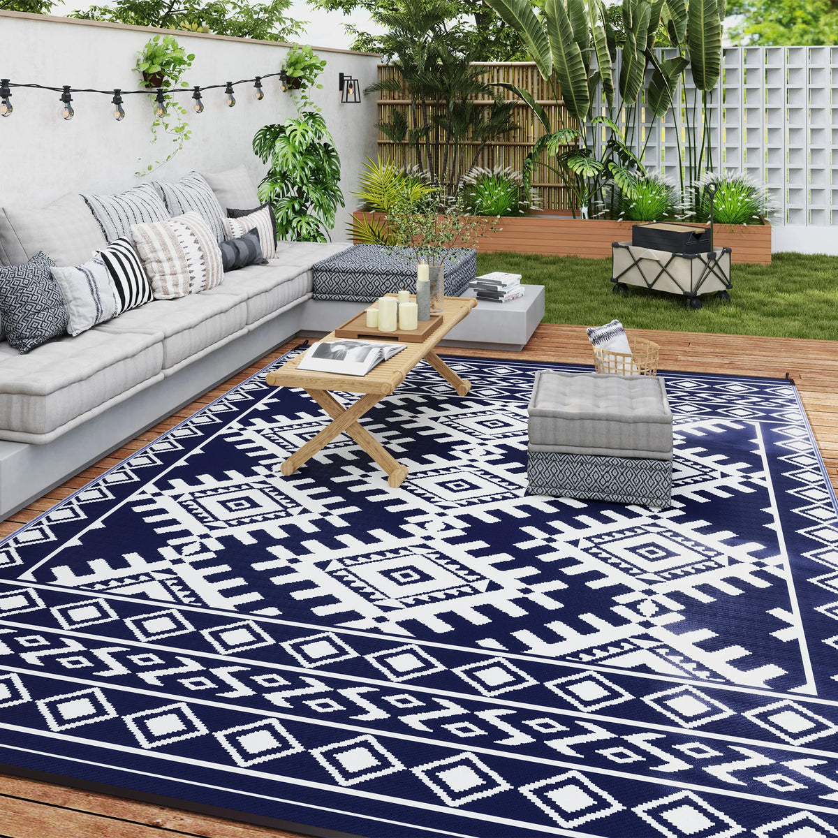 Outsunny Modern Geometric Pattern Nonwoven Floor Mat