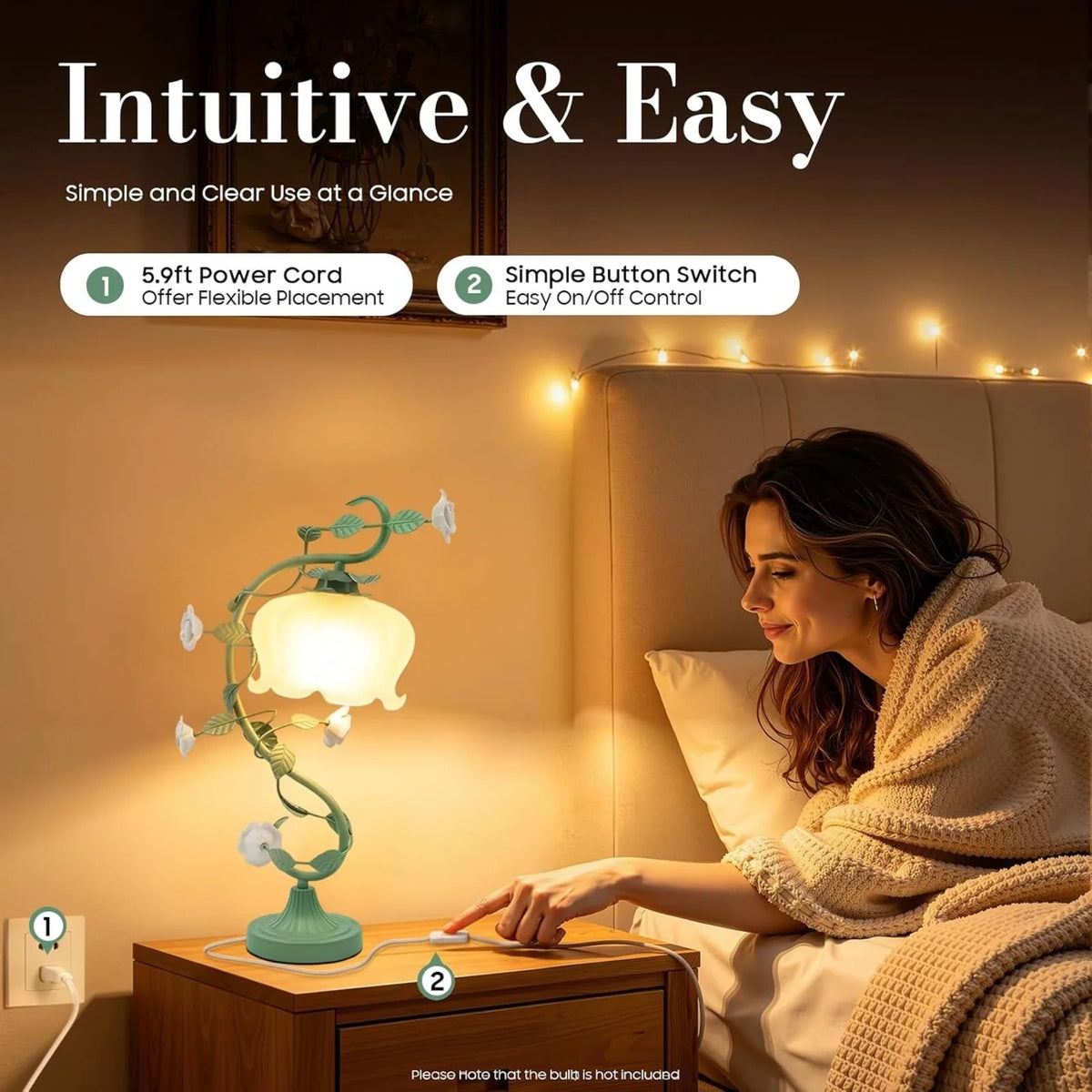 Modern Flower Glass Table Lamp For Bedroom Living Room Decor