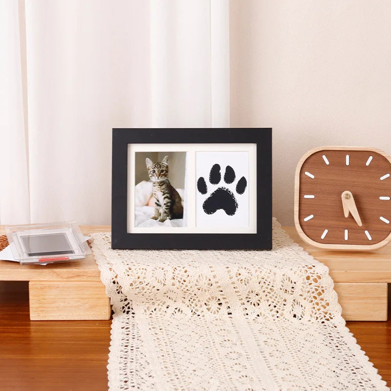 Solid Wood Pet Paw Print Keepsake Frame With Ink Pad