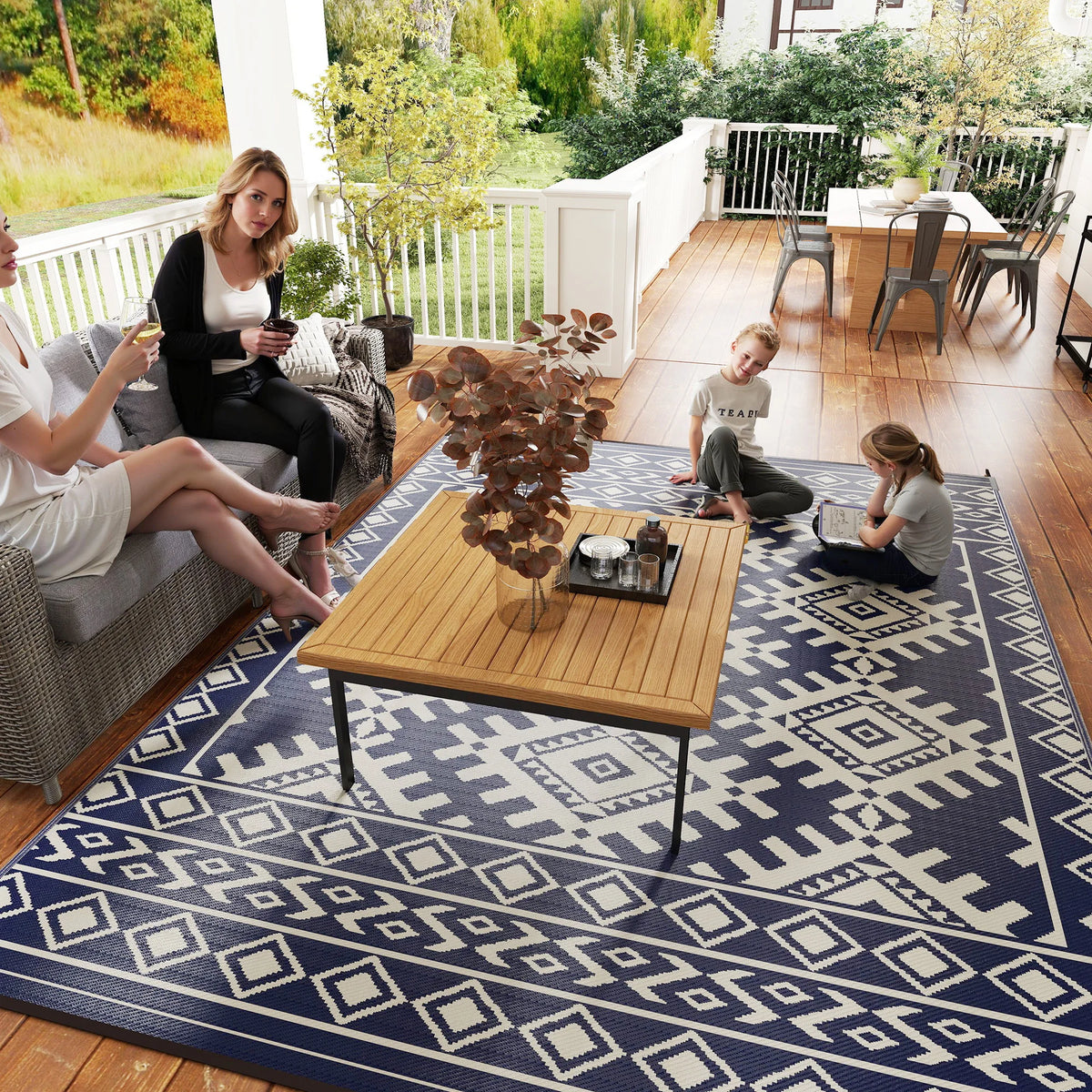 Outsunny Modern Geometric Pattern Nonwoven Floor Mat