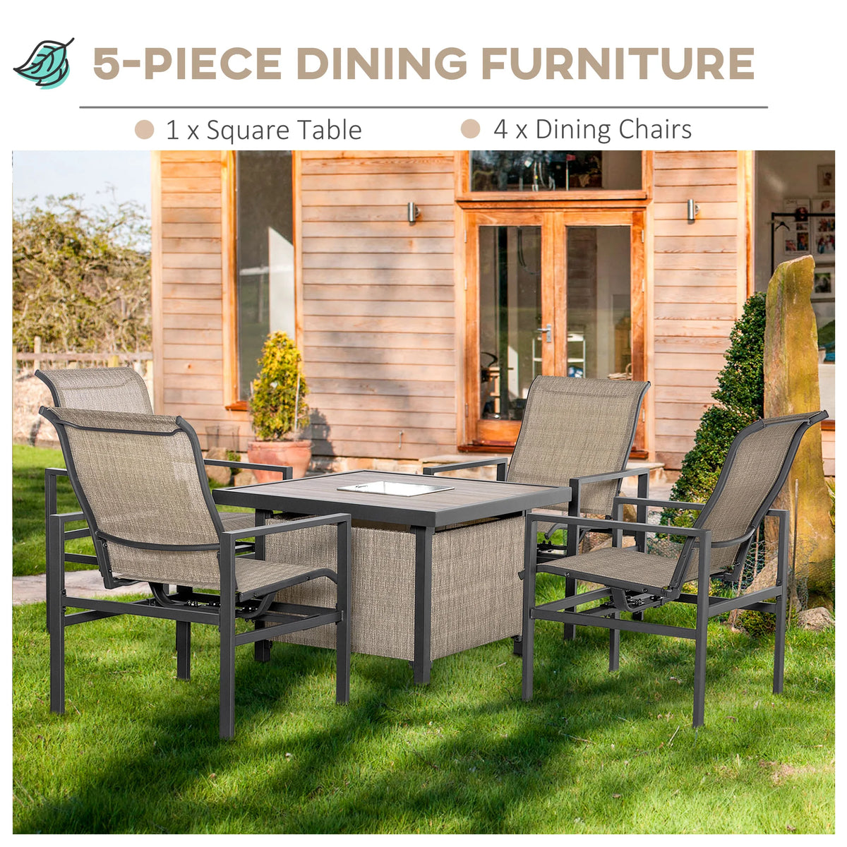 Outsunny Outdoor Patio Dining Set With Ice Bucket And Chairs