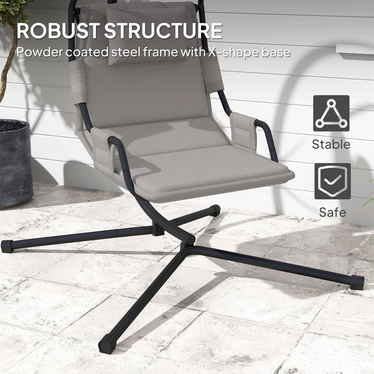 Outsunny Freestanding Hammock Swing Chair With Cushioned Seat