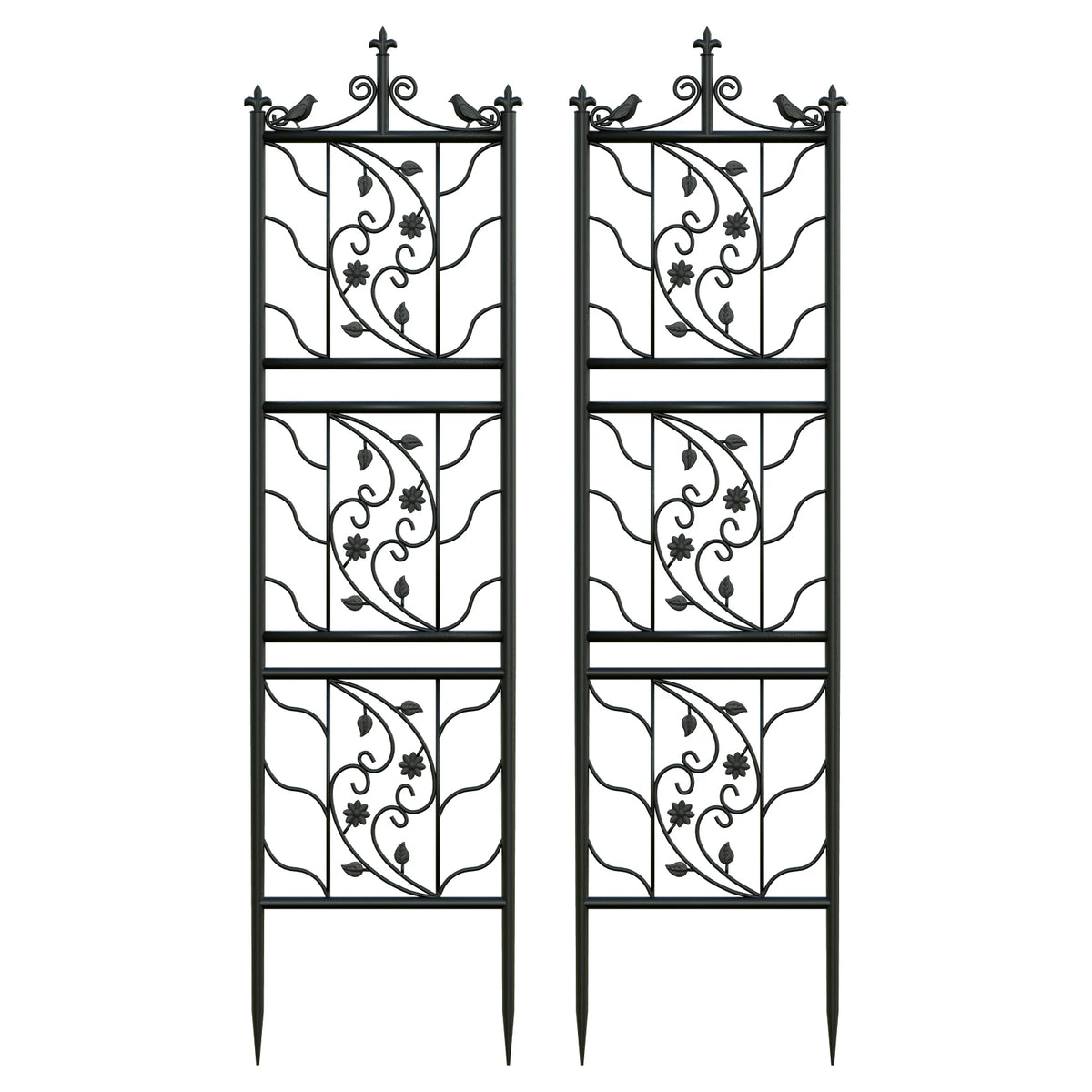 Metal Garden Trellis Bird Leaf Grid Panel Support Climbing Vine