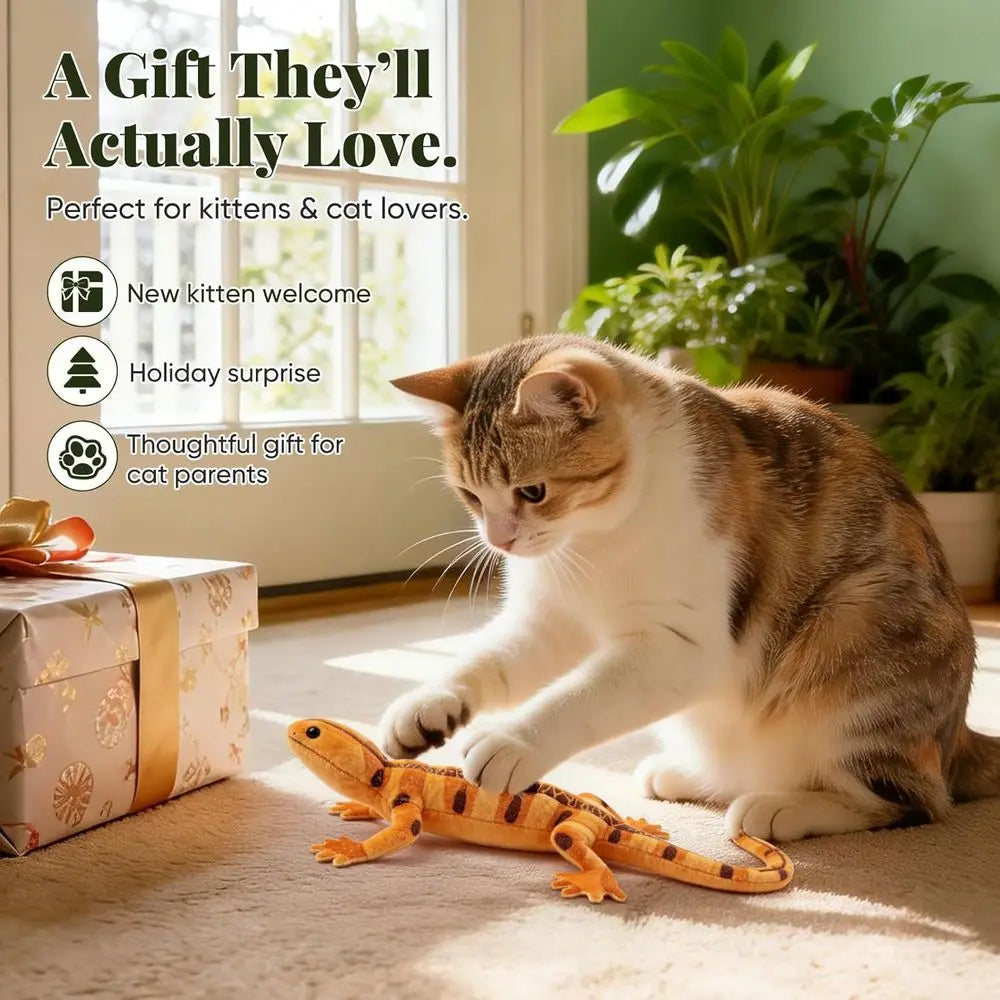 Lizard Catnip Toys For Cats Bite Resistant Interactive Dental Chew