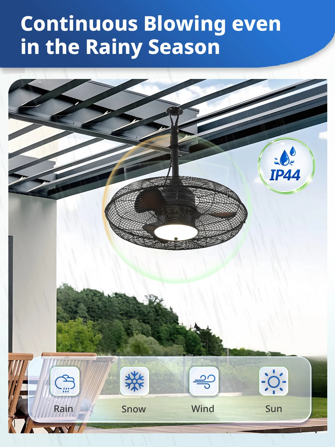 Orison Outdoor Ceiling Fan With Light And Remote Control
