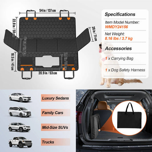 SucceBuy Back Seat Extender With Mesh Window And Storage Pocket