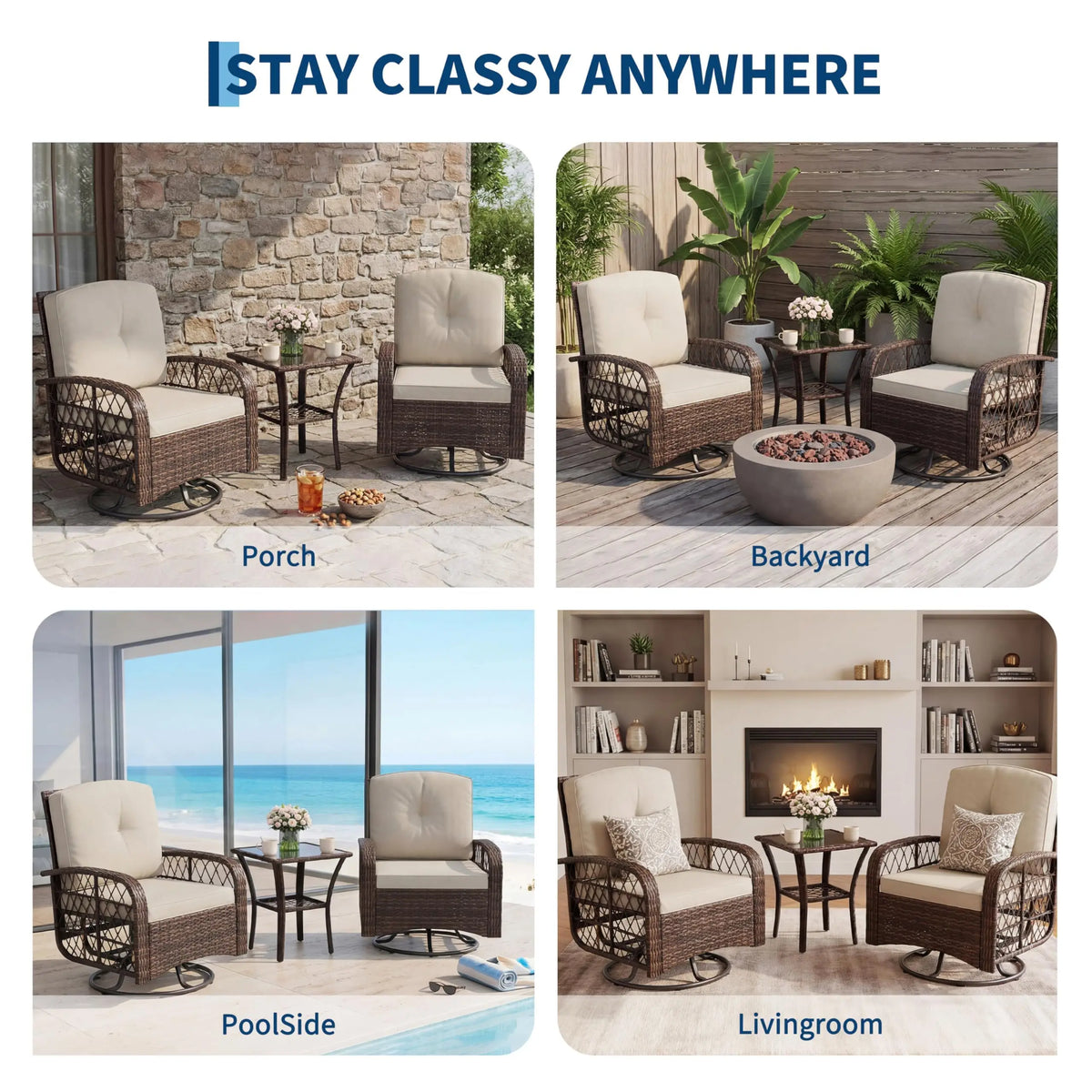 HobbyLane Outdoor Wicker Patio Conversation Set With Cushions
