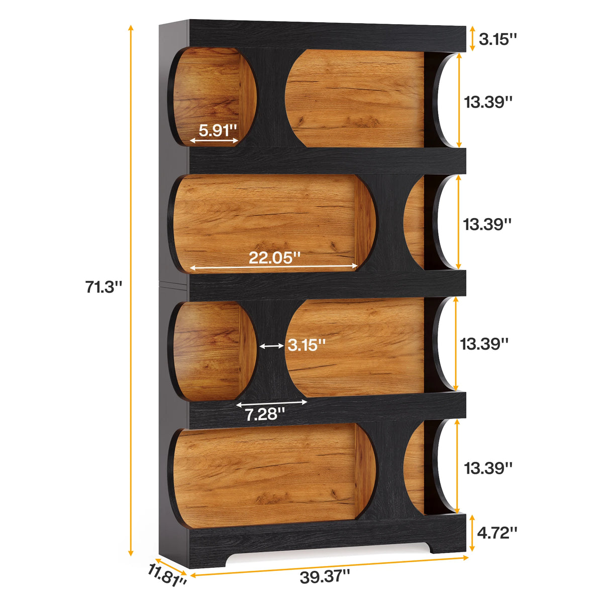 Tribesigns Vintage Wooden Bookcase With Four Tier Open Shelf Storage