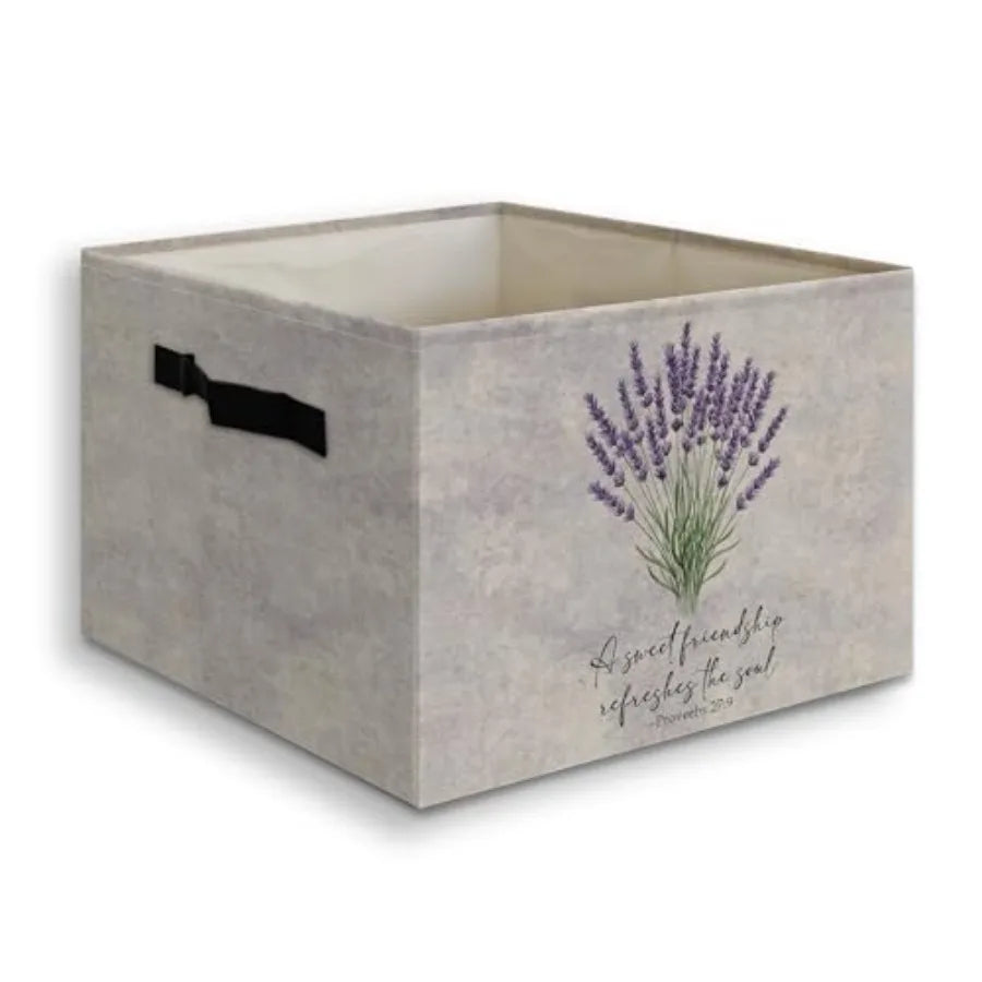 Christian Lavender Floral Foldable Storage Basket With Handles