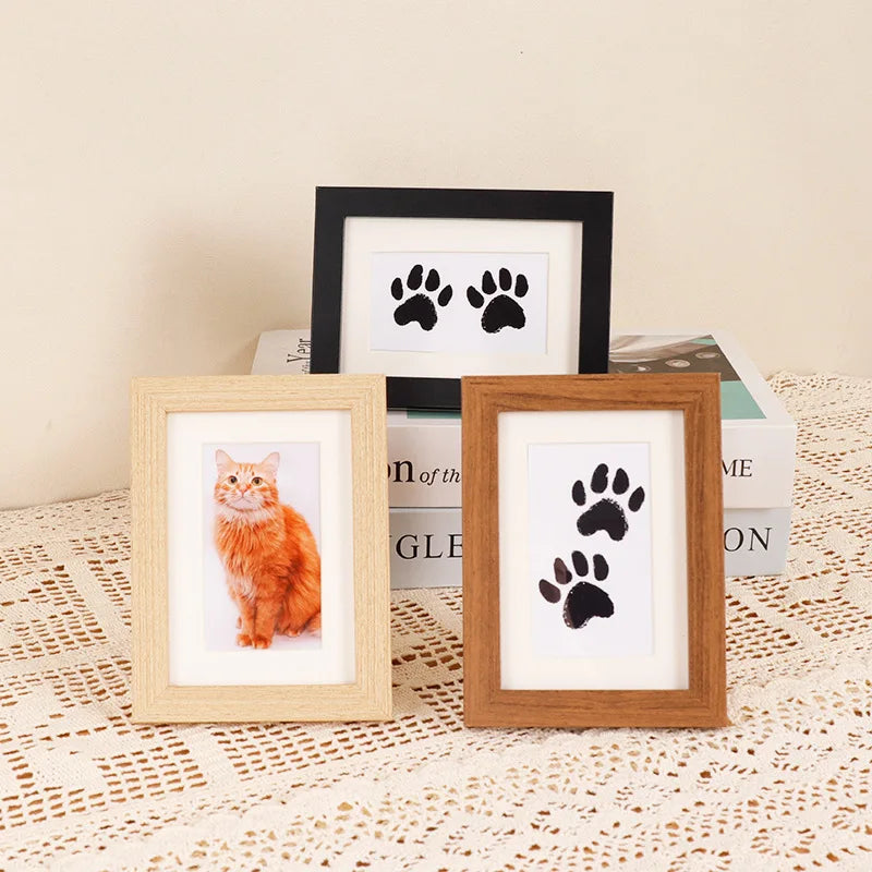 Solid Wood Pet Paw Print Keepsake Frame With Ink Pad