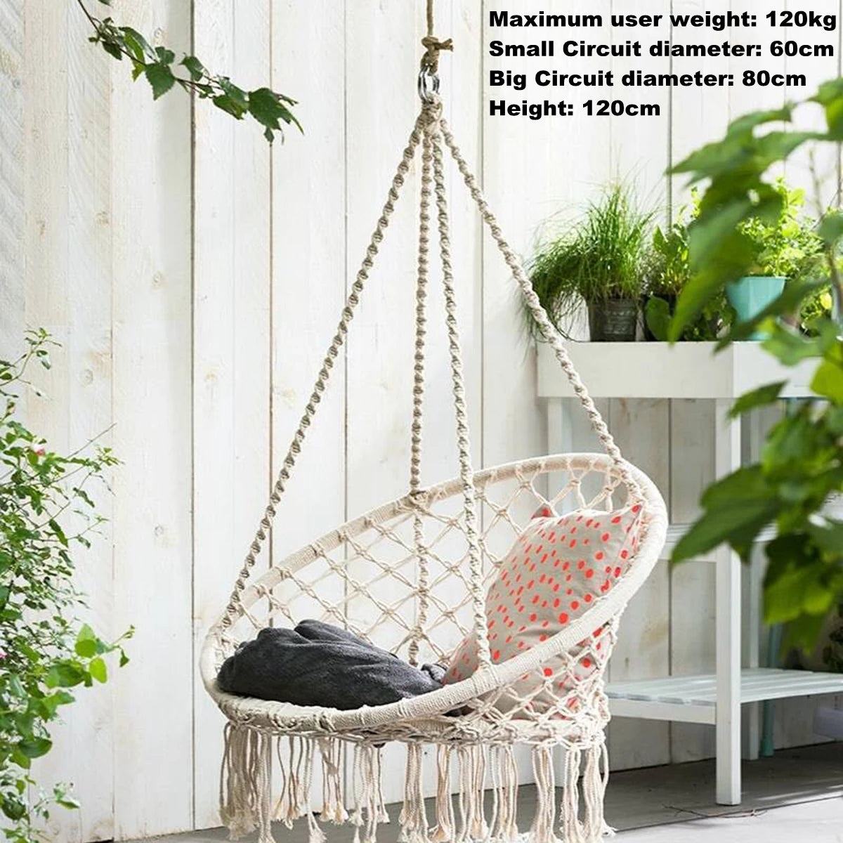 Bohemian Hanging Hammock Chair Swing With Tassel Accents