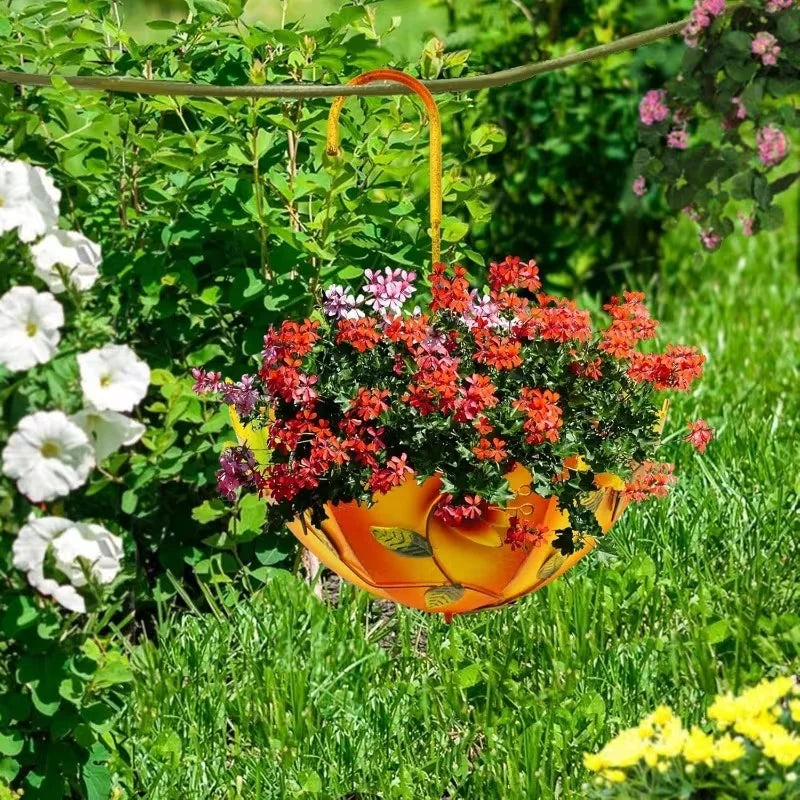 Umbrella Shaped Wall Mounted Metal Flower Basket Hanging Decor Planter