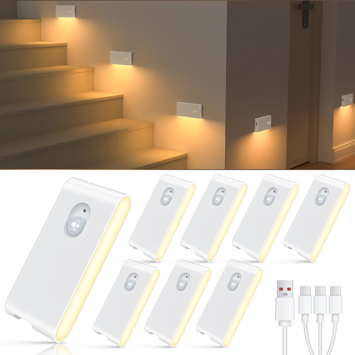 Willed Motion Sensor Rechargeable LED Stairway Night Light