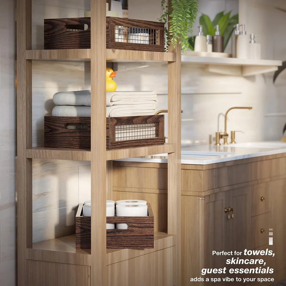 Multipurpose Rustic Wooden Nesting Crates For Wall Storage