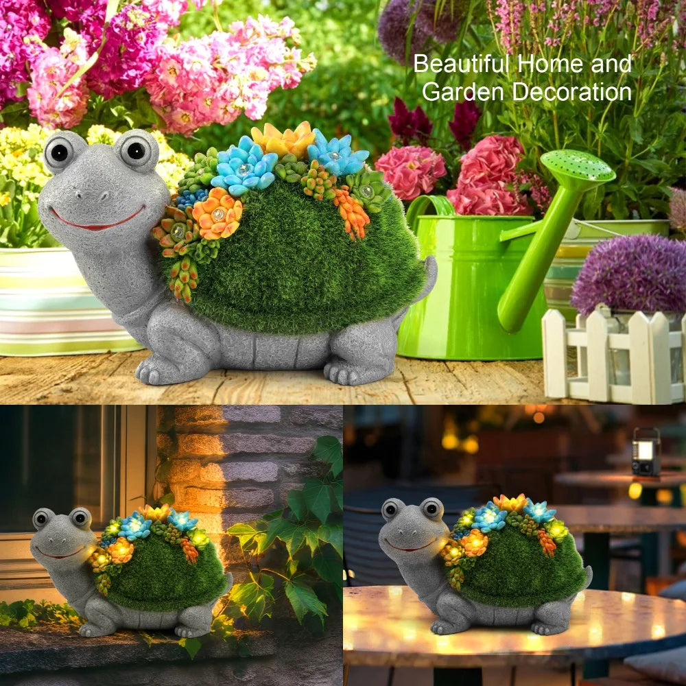 Solar Garden Turtle Statue Outdoor Yard Landscape Decor
