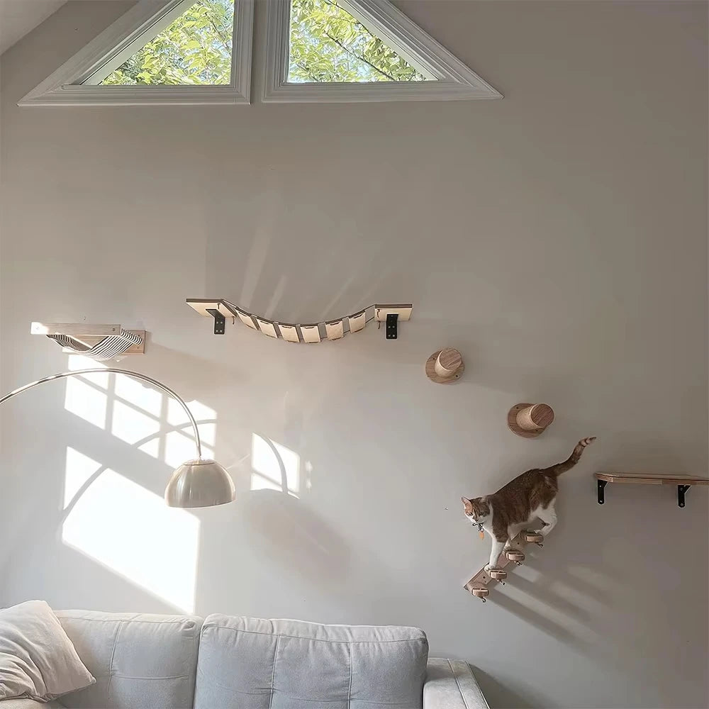 CWV Four Step Wall Mounted Cat Climbing Shelf With Sisal