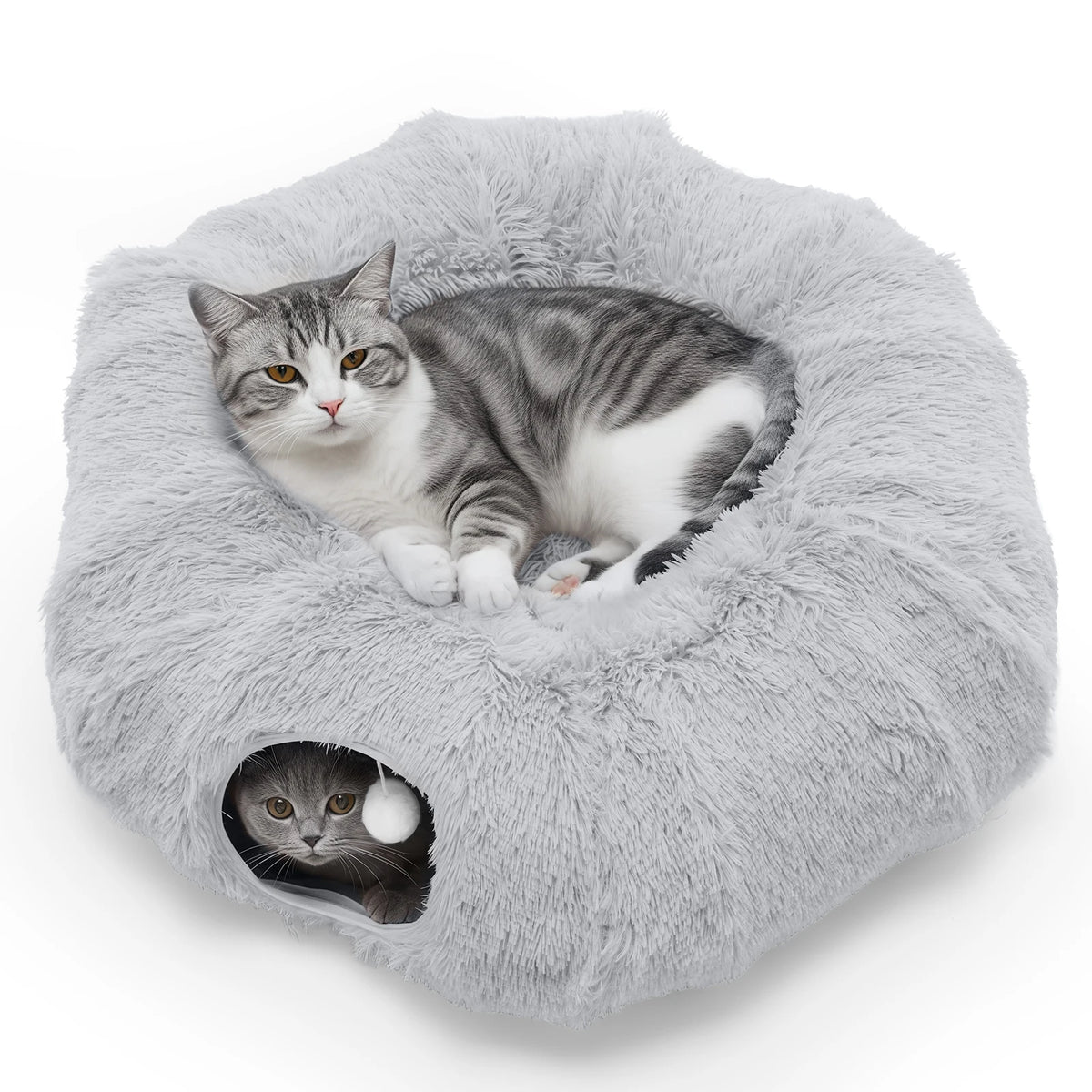 JHK Cat Tunnel Bed Soft Plush Washable Pet Toy Playhouse