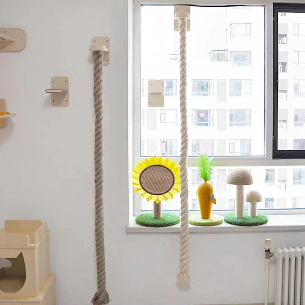 CWV Wall Mounted Cat Sisal Climbing Shelf Scratching Post Lounger