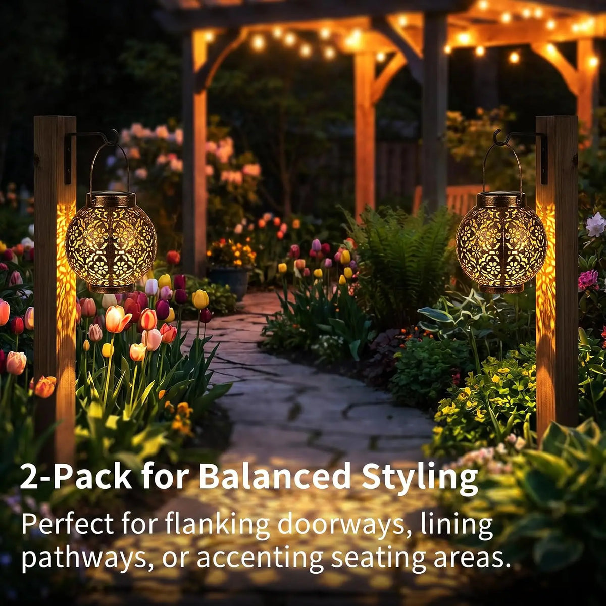 Solar Hanging Lanterns For Outdoor Patio And Garden Lighting
