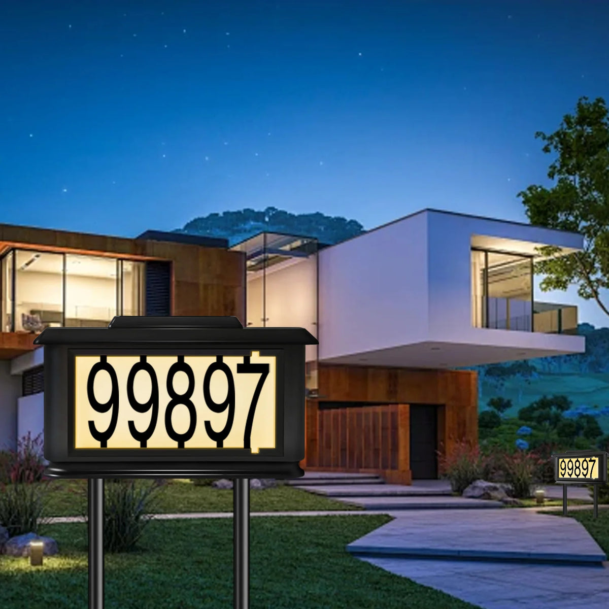 Solar Outdoor Address Sign Light With Dual Tone LED Illuminator