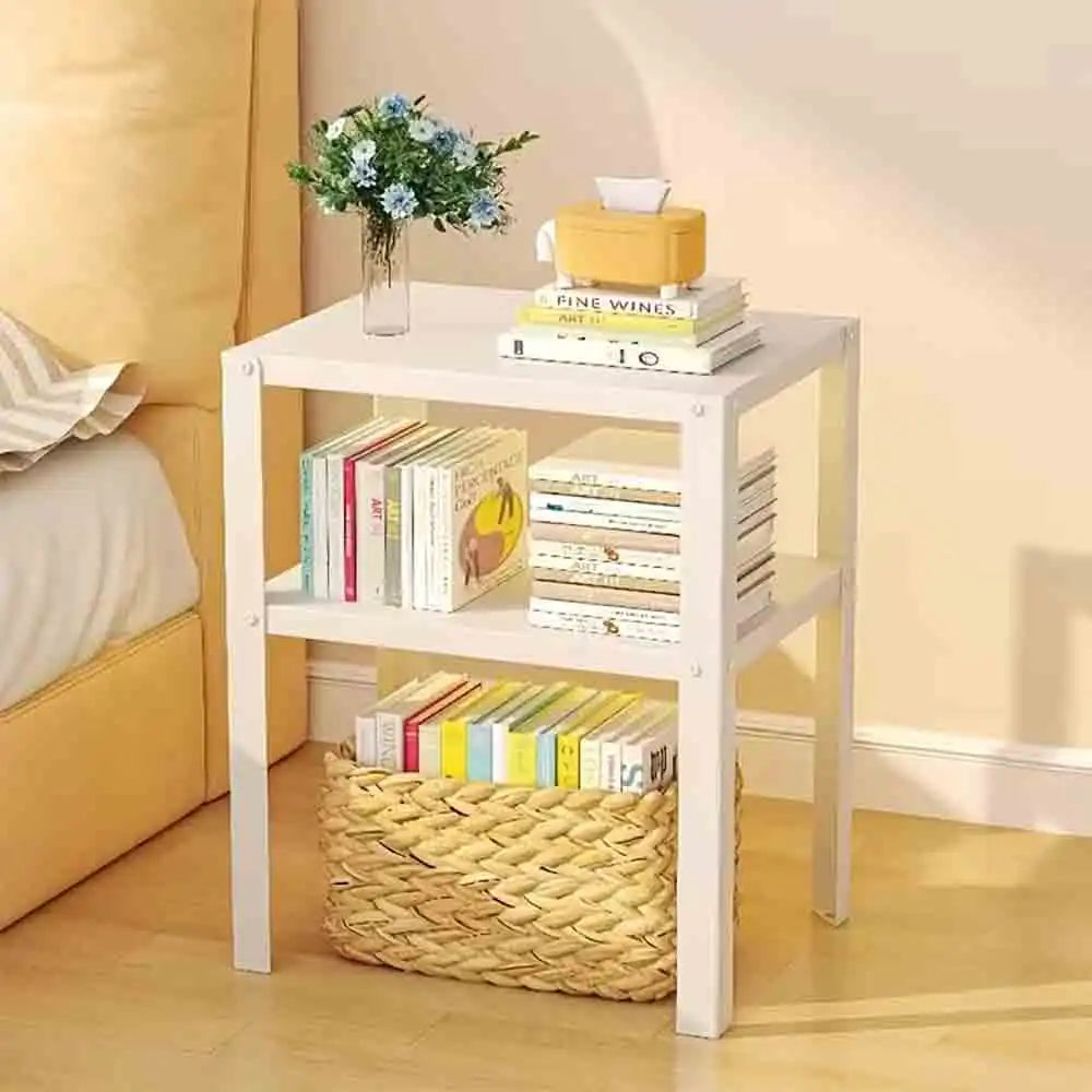 Industrial Metal Nightstand Floor Storage Rack With Open Shelves